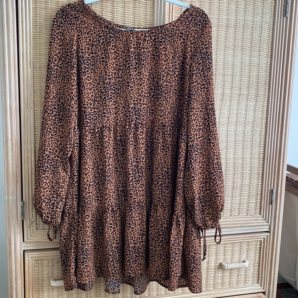 animal print, baby-doll tiered dress